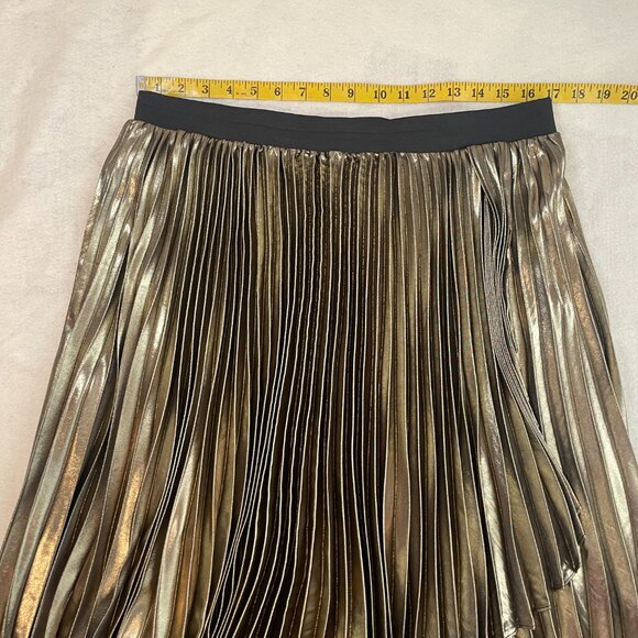 Halogen x Atlantic-Pacific gold lamé waterfall skirt, size large - Picture 6 of 7